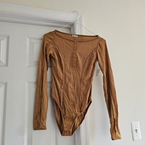 Free People Rust Long Sleeve Bodysuit